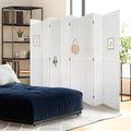 8 Panel Room Dividers 5.6FT Wall Divider with Freestanding Peg Board Display Wooden Folding Privacy Screen Foldable Partition Wall for Studio Apartment, Living Room, White