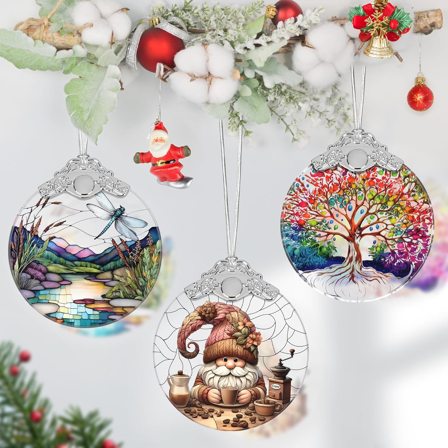 Gnome Stained Glass Ornament, Christmas Tree Decorations, Holiday Presents, Gift Exchange Ideas