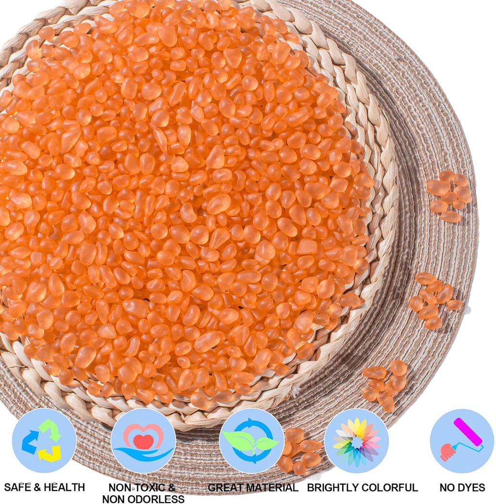 Keedolla Aquarium Rocks Betta Fish Tank Gravel, 3 LB Frosted Sea Glass Marbles Gemstones for Vase Fillers, DIY Crafts and Home Decor - Orange, 6-9mm