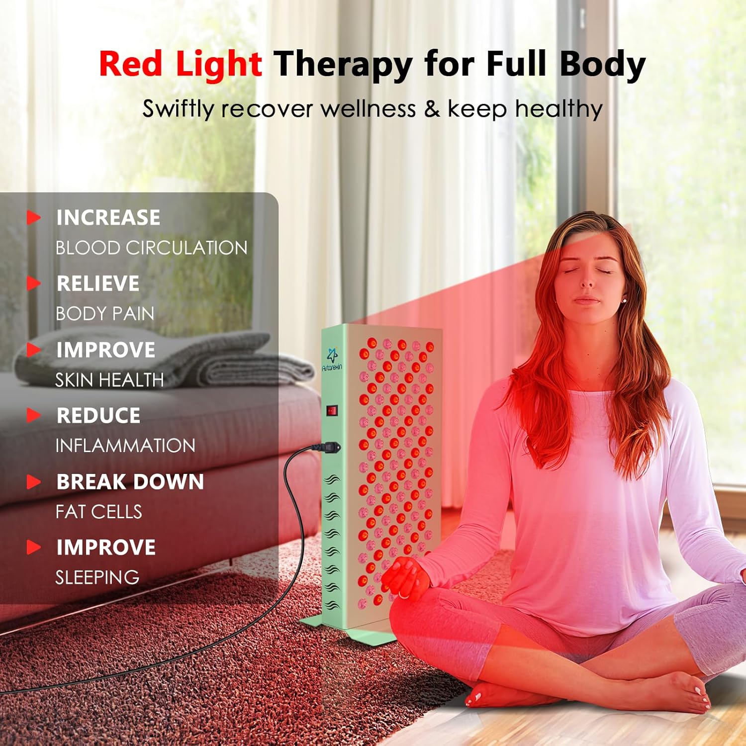 Red Light Therapy for Body Face, 600W 120pcs LED Red Light 660nm & Infrared Light 850nm Red Light Therapy Panel Device Lamp for Skin Beauty & Anti-Aging with Controller
