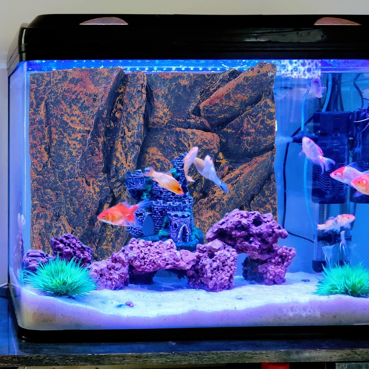 GANAZONO Reptile Tank Background Board for Fish Turtle Aquariums Lightweight Decorative Backdrop with Vibrant Colors and Detailed Stone Design Suitable for Terrariums and Aquarium