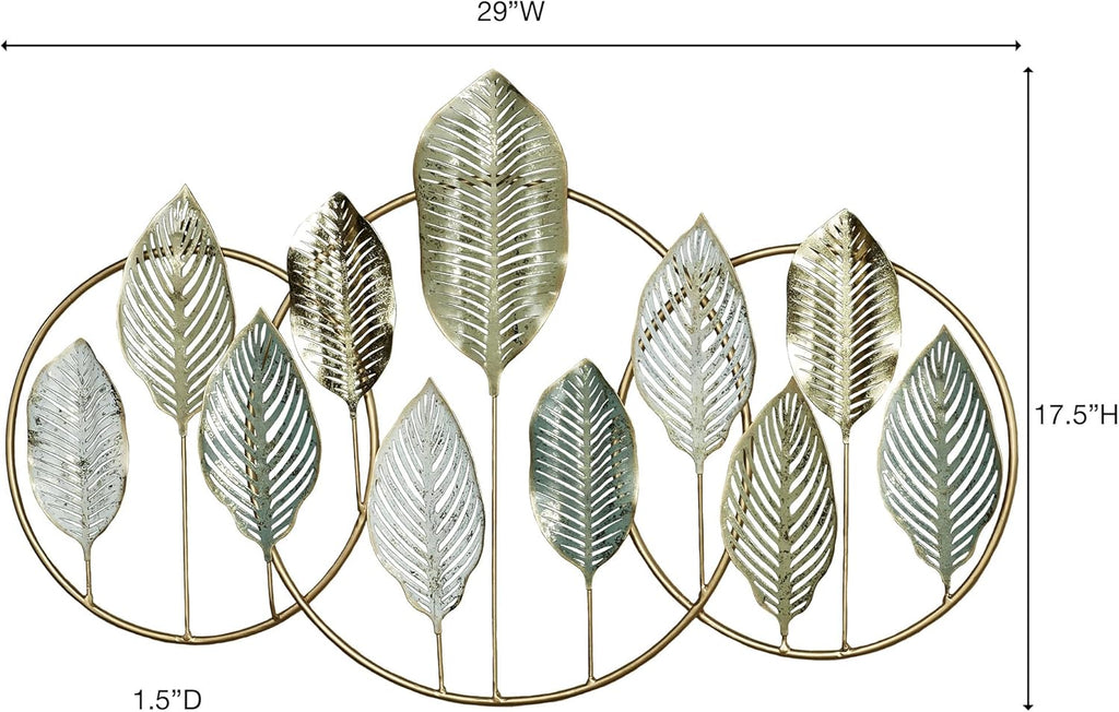 Touch of Class Quiet Nature Openwork Leaf Metal Wall Art | Hanging Sculpture Decor for Bedroom, Living Room, Bathroom