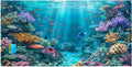 Underwater Aquarium Background, Ocean Floor Coral Reef Undersea Tropical Fish Coral Reef, Polyester Fish Tank Background with 6 EVA Double-Sided Tapes 48x24 inches/120x60