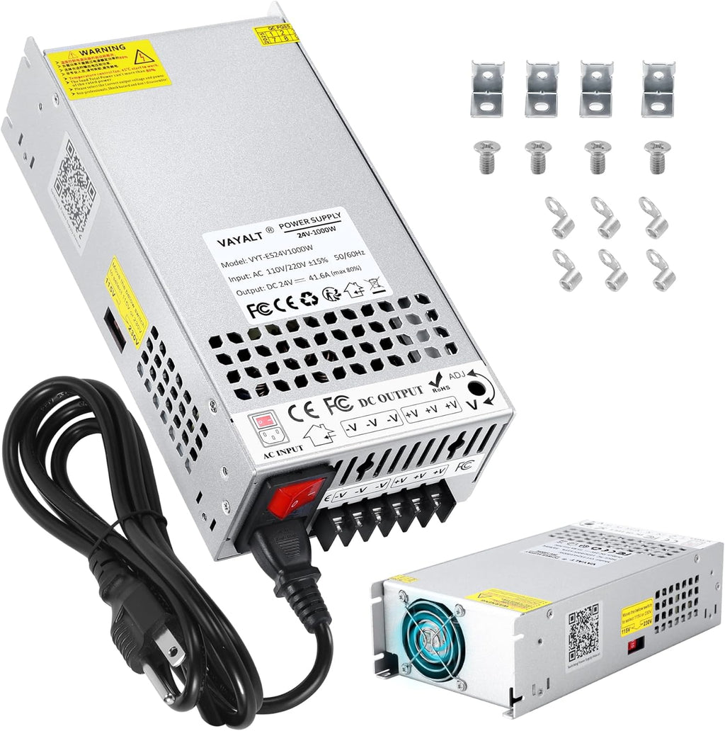 VAYALT DC 24V 41.6A 1000W Switching Power Supply, 110V/220V AC to DC Converter, Universal Regulated Switching, 24V Power Supply for CCTV Camera System, 3D Printer, LED Strip, Computer Project