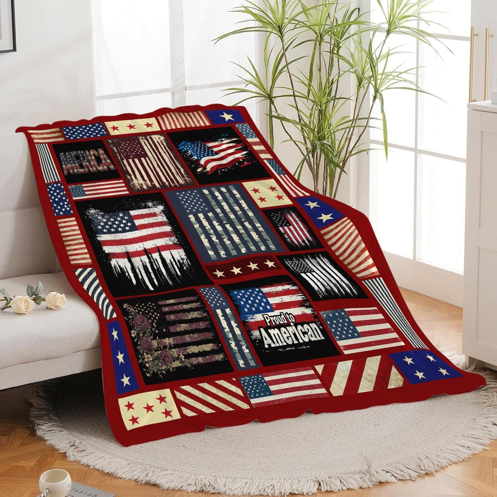 Veteran Blanket American Flag Throw Blanket Veterans Day Gifts for Men Women Adults Super Soft Cozy Plush Fluffy Fuzzy Fleece Blanket Home Decor 60''X80''