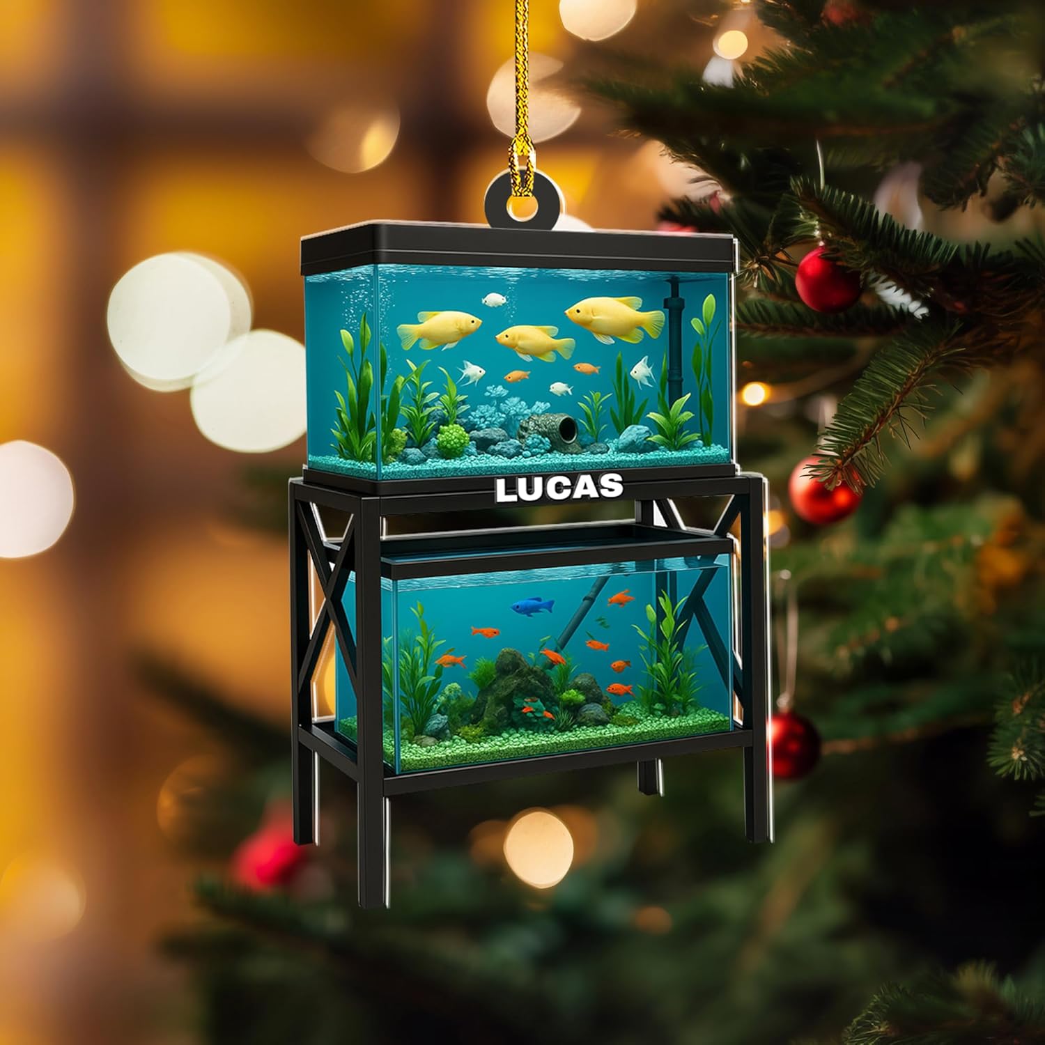Personalized Aquarium Fish Tank Christmas Ornament 2025, Custom Name Clownfish Holiday Tree Decoration, Unique Keepsake Gift for Fish Lovers, Pet Owners, Kids, Aquarists (ON1)