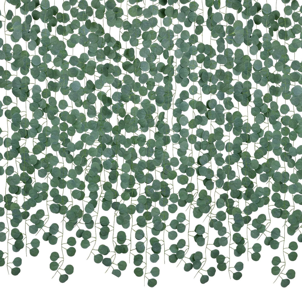 DearHouse 86 Feet 12 Strands Artificial Eucalyptus Leaf Plants Vine Hanging Eucalyptus Garland for Home Kitchen Office Wedding Wall Decor