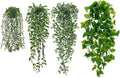 BLEUM CADE Fake Hanging Plants Mixed Set, 4pcs Artificial Hanging Plant, Faux Hanging Potted Plants Greenery for Wall Shelf Home Living Room Indoor Outdoor Decor