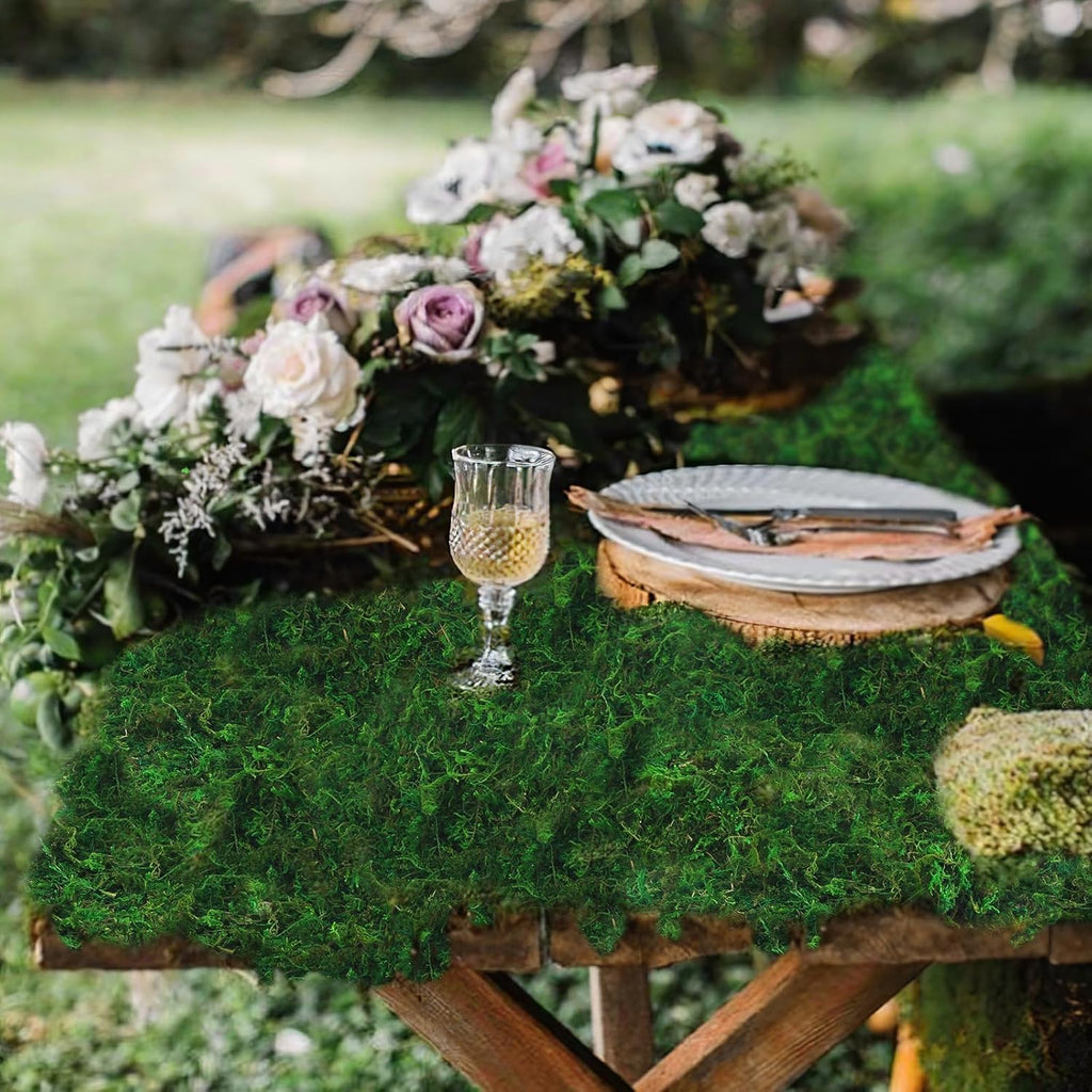 ACRYCS Moss Roll Moss Table Runner Dried Moss Mat for Crafts 12" x 71" Green Moss Roll for Fairy Gardens Wedding Woodland Decor Preserved Moss Mat for Table Decoration Moss Carpet for Wall 30x180 cm
