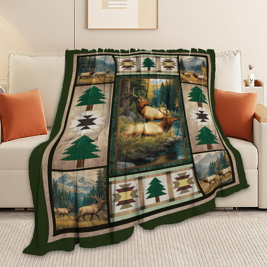 Deer Throw Blanket Deer Elk Stuff Gifts for Kids Girls Boys Adults Women Men Soft Cozy Warm Plush Fluffy Fuzzy Fleece Blanket Decor 50''X60''