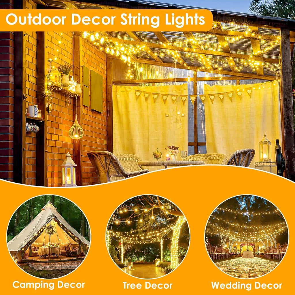 4Pack 240LED Christmas Fairy Lights Battery Operated with Remote, Waterproof String Lights with Timer for Indoor & Outdoor, Twinkle Lights Battery Power for Bedroom Christmas Decorations(Warm White)
