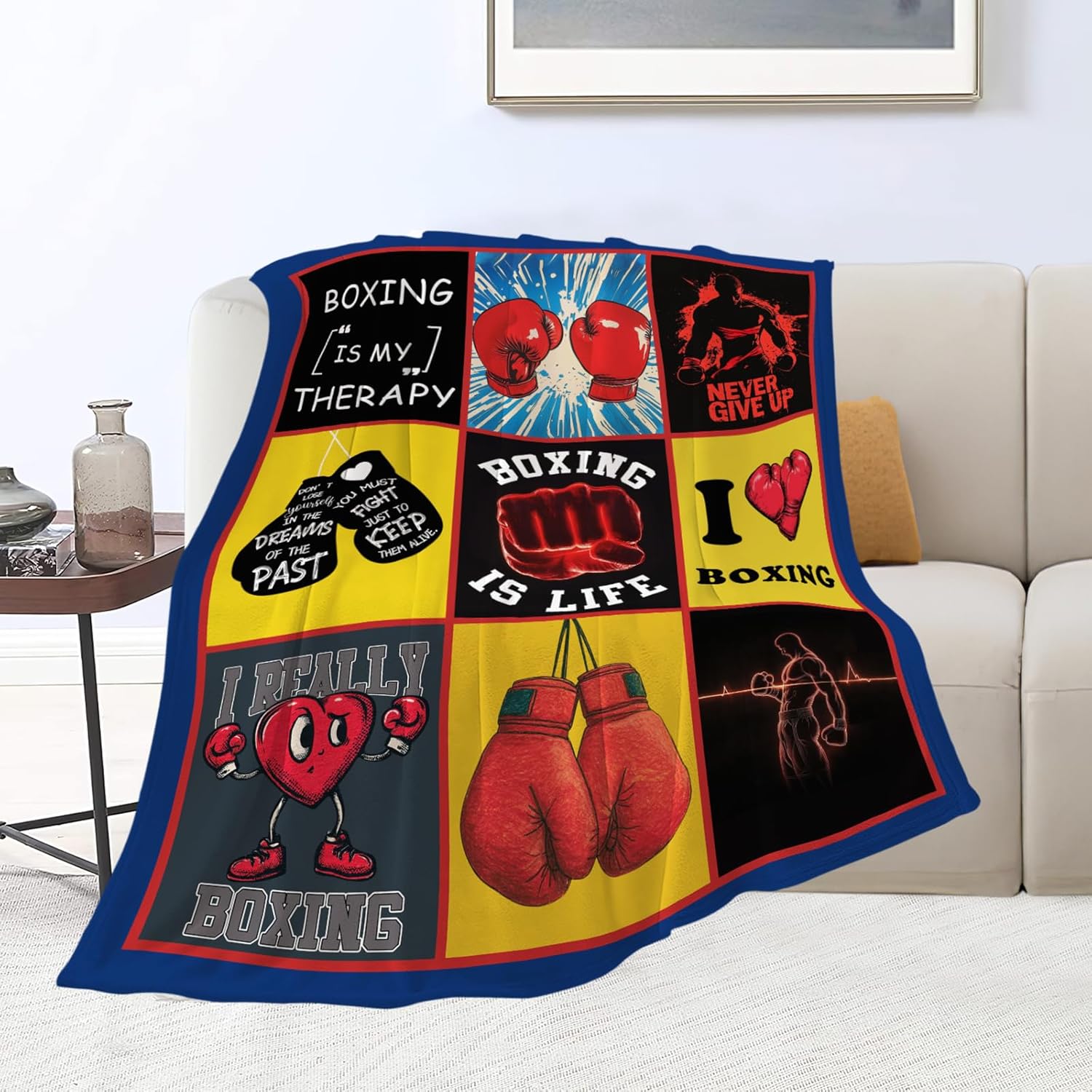 Boxing Blanket Boxing Gloves Sports Lover Throw Blankets Gifts for Girls Boys Kids Soft Cozy Fleece Plush for Couch Sofa Bed 50"x40"