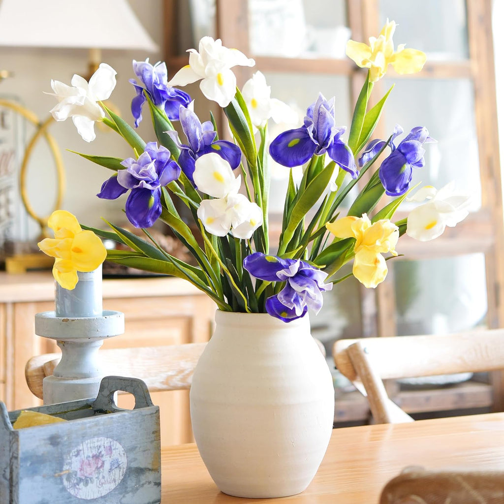6 Long-Stem Real Touch Artificial Purple Irises – Realistic Faux Flowers for Home Décor, Wedding Bouquets, Centerpieces & Floral Arrangements