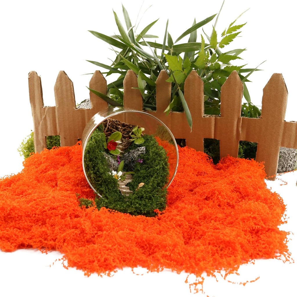Orange Simulated Filamentous Moss, Artificial Floral Moss,Color Decorative Moss,for Garden Landscape Making Artificial Plant Art,DIY Indoor and Outdoor Decorative Pseudomoss.(2.1OZ)