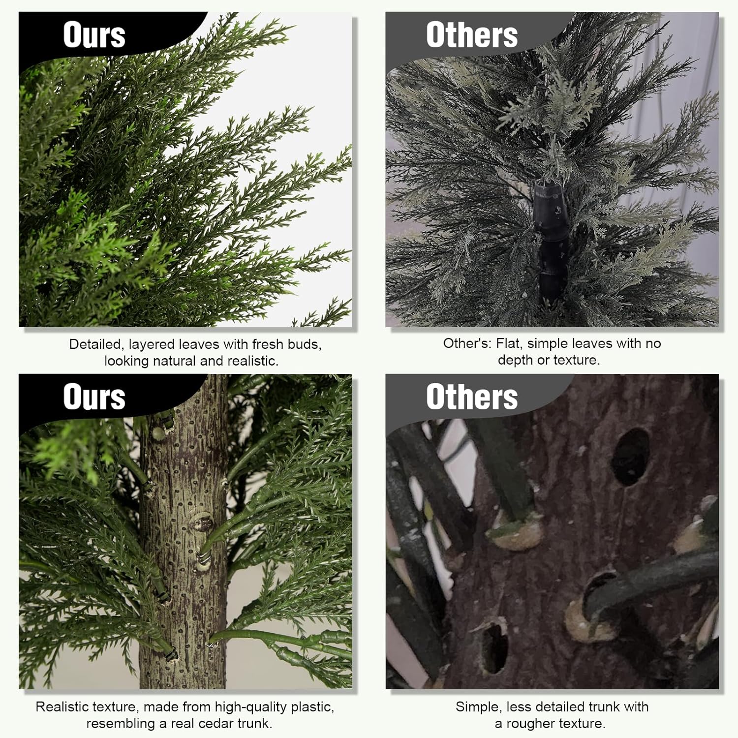 3FT Artificial Cedar Trees Set of 2, Realistic Faux Evergreen Topiary Bushes Plants, Outdoor Potted Fake Cypress Shrubs for Front Porch Garden Home Living Room Decor