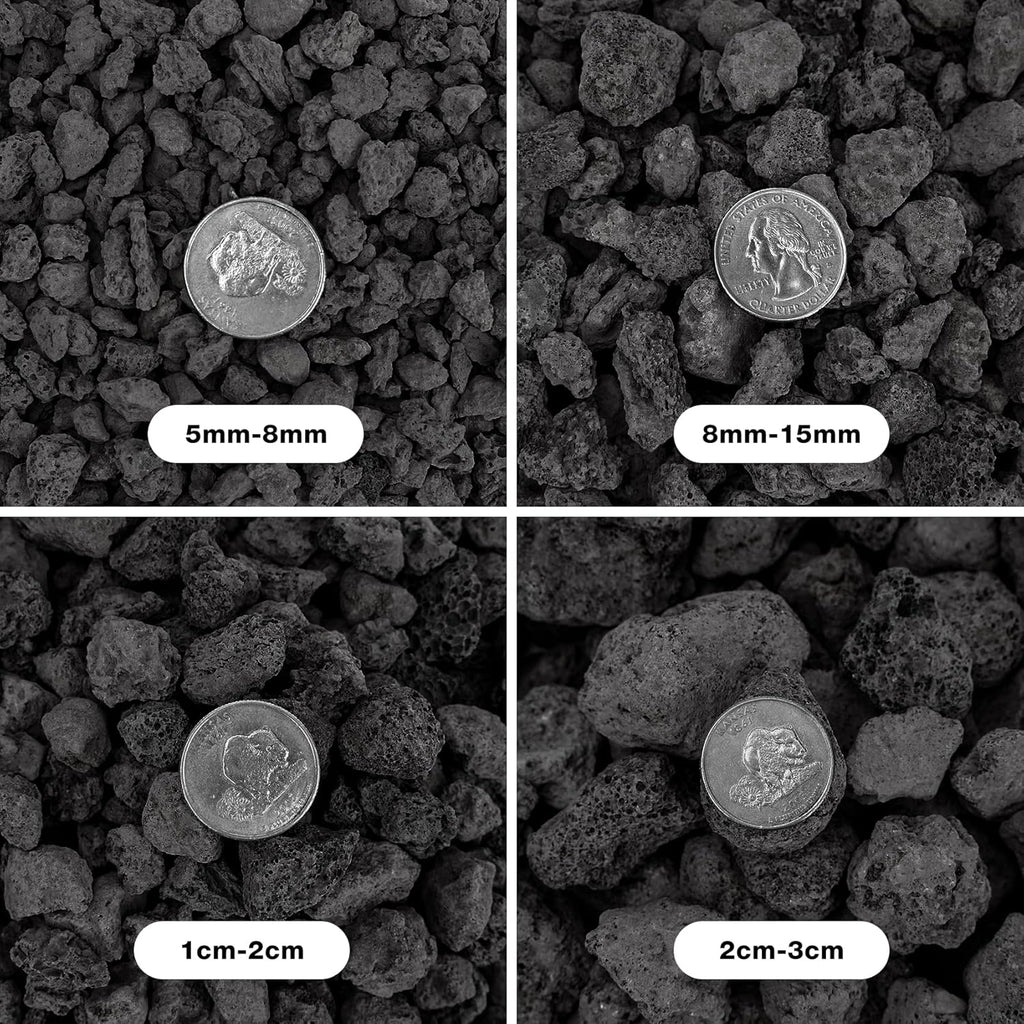 Onlyfire Black Lava Rock 10 Pounds Volcanic Lava Stones for Indoor Outdoor Fire Pits Fireplaces Gas Grill and Landscaping, 0.3-0.6 Inch