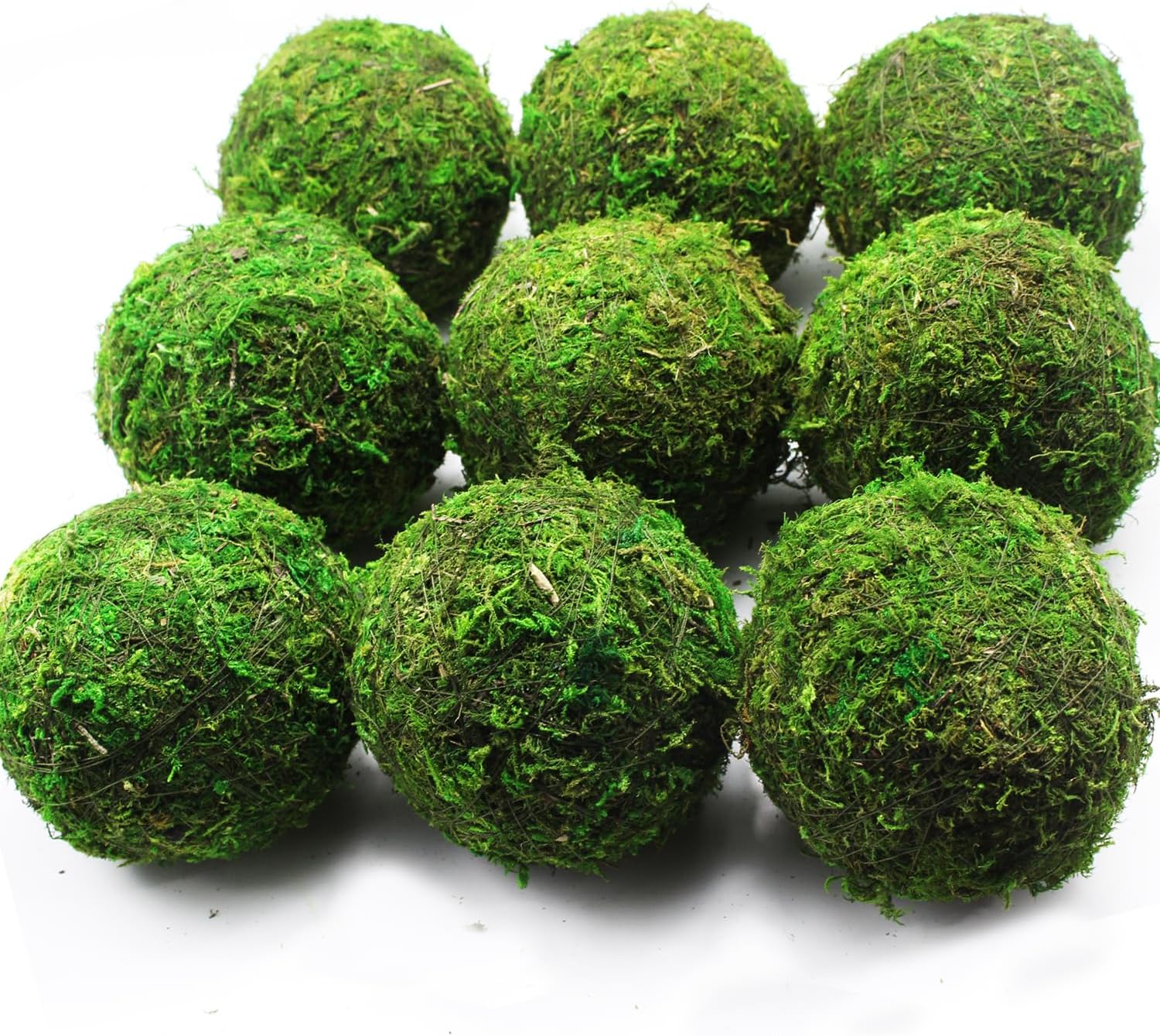 Large Decorative Moss Balls, 9 Pcs 3.5" Green Dried Moss Spheres, Greenery Balls Faux Mossy Globes, Balls for Bowls Filler, Wedding Decors, Centerpiece (3.5"- Set of 9)