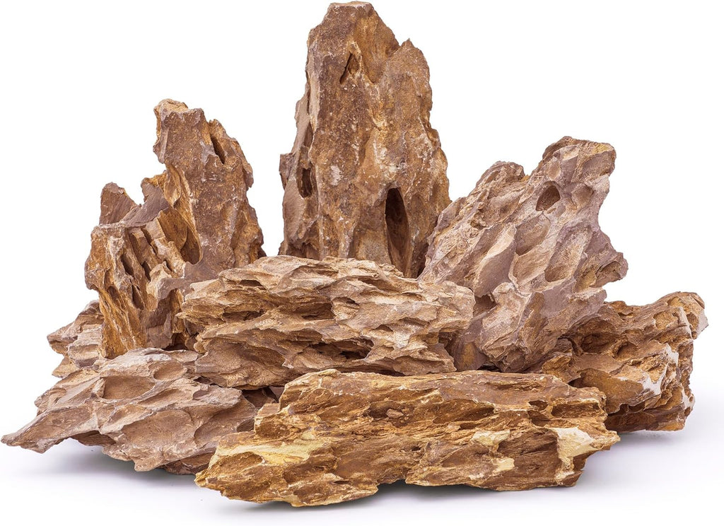6-8 Inches Natural Dragon Stone 6 PCS Aquarium Rocks for Aquascaping, Aquarium Landscaping, Terrariums, Fish Tank Decoration, Vivariums, Paludarium, Reptile and Amphibian Enclosures