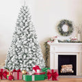 4FT Flocked Artificial Christmas Tree, Full Unlit White Christmas Tree with Premium PVC Branches, Realistic Snowy Look, Sturdy Metal Stand, Indoor Fake Snow Xmas Tree for Home Office Shops