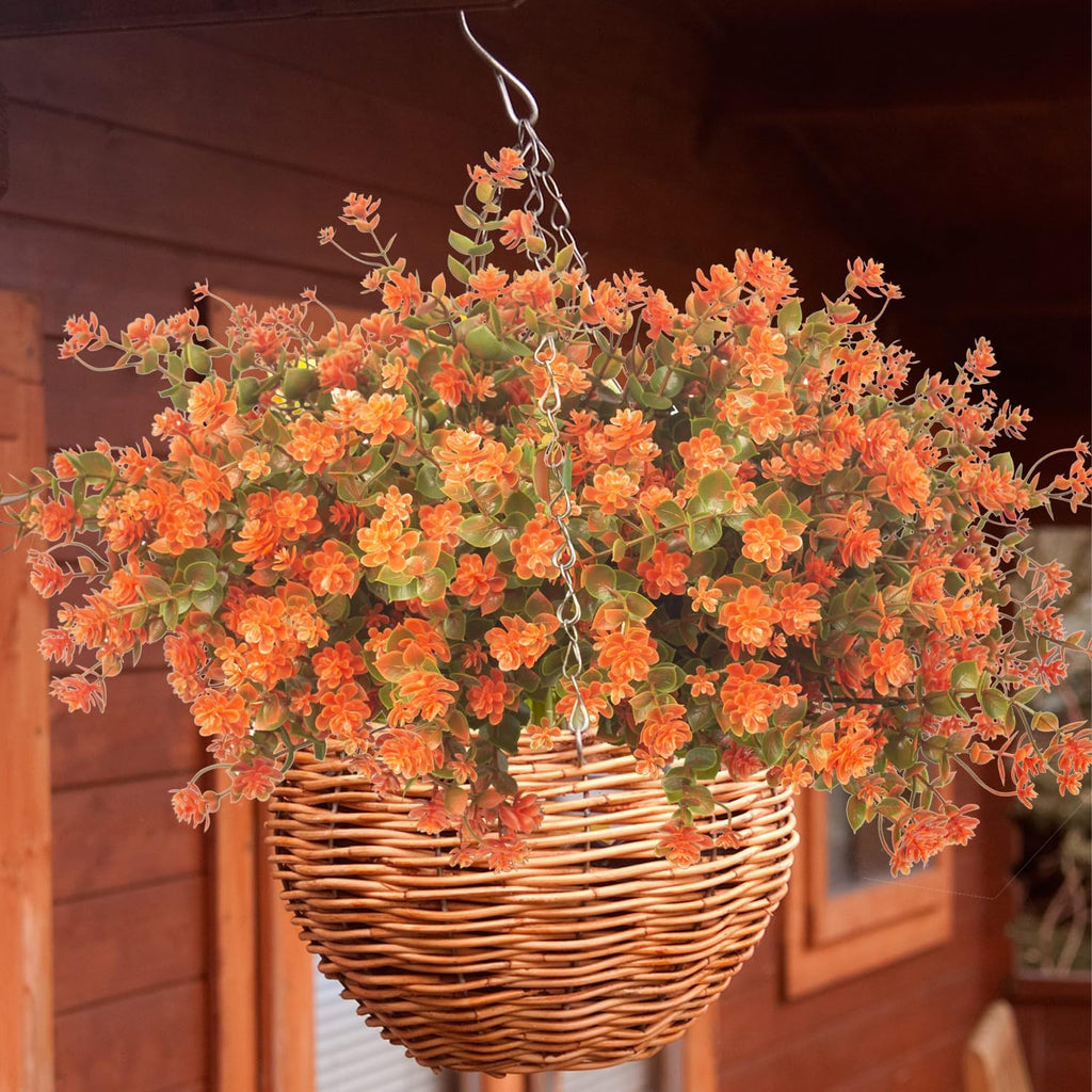12 Bundles Artificial Fall Flowers for Outdoors, Artificial Plants UV Resistant Fall Fake Mums Plants for Outside Halloween Christmas Porch Decoration ecorations (Fall Red)