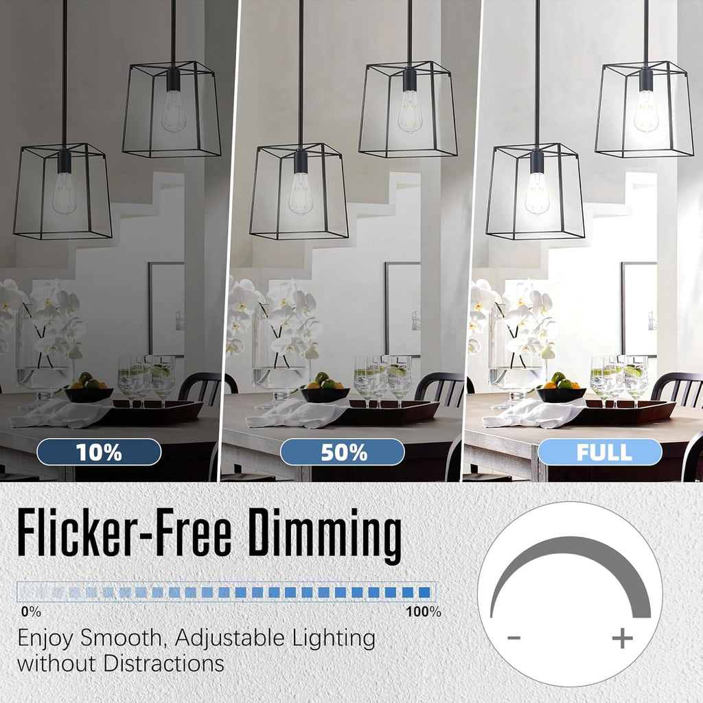 LED Edison Bulbs Dimmable, E26 Bulb 60 watt Equivalent, Cool White 4000K, ST58 Vintage Light Bulbs, 90+ CRI, 6W 600LM, E26 Medium Base, Clear Glass, 10 Pack