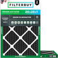 Filterbuy 20x25x1 Air Filter MERV 8 Odor & Allergy Defense with Activated Carbon (2-Pack), Electrostatic Pleated HVAC AC Furnace Filters Replacement, Made in USA (Actual Size: 19.50 x 24.50 x 0.75)