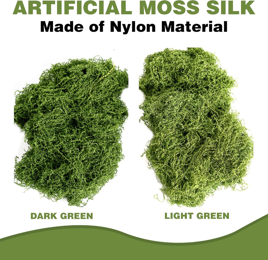 5.3OZ Fake Green Moss – Ultra-Realistic Artificial Preserved Moss. Perfect for crafts, DIY decor, potted mulching, fairy gardens, weddings & table centerpieces. Lifelike, no maintenance. (LIGHT GREEN)