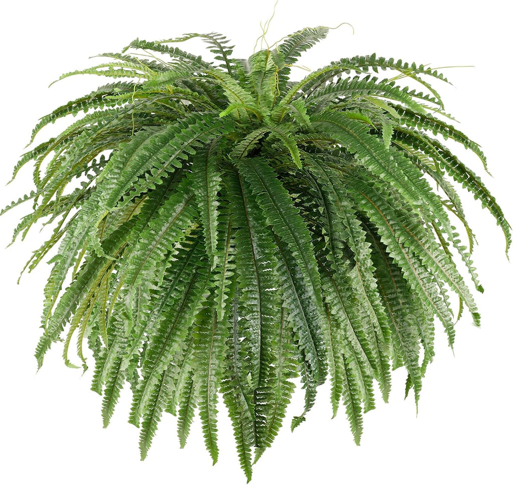 Single Silky 50" Artificial Fern Plant, Large Fake Fern with 116Fronds, Realistic Faux Boston Fern Bush for Outdoors & Indoor, Silk Greenery for Planter, Garden, Office, Home Décor