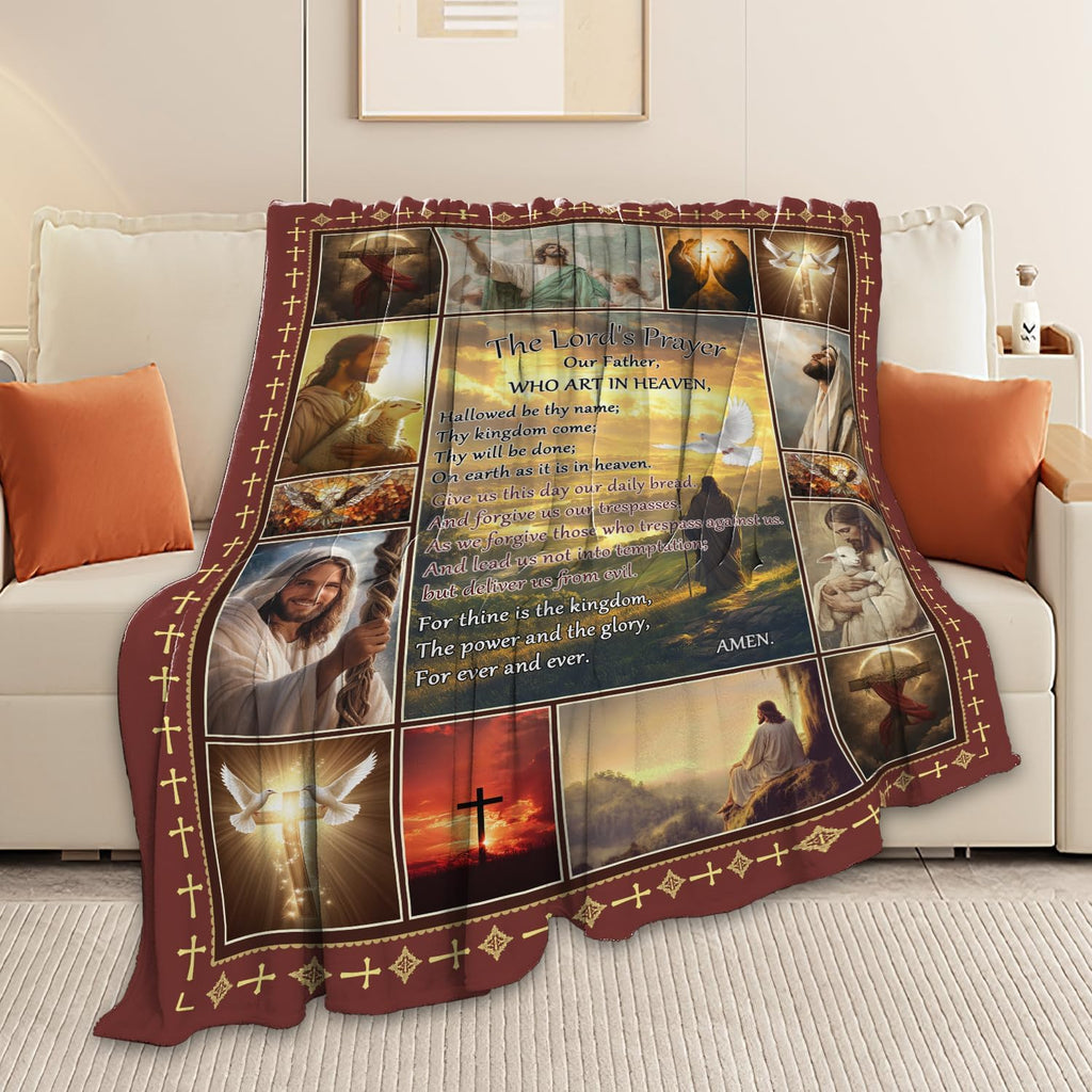 Christian Jesus Blanket Inspirational Bible Verse Religious Faith Healing Prayer Throw Scripture Spiritual Catholic Gifts for Men Women Boys Girls Kids Adults Plush Fuzzy Fleece Decor 60''X80''