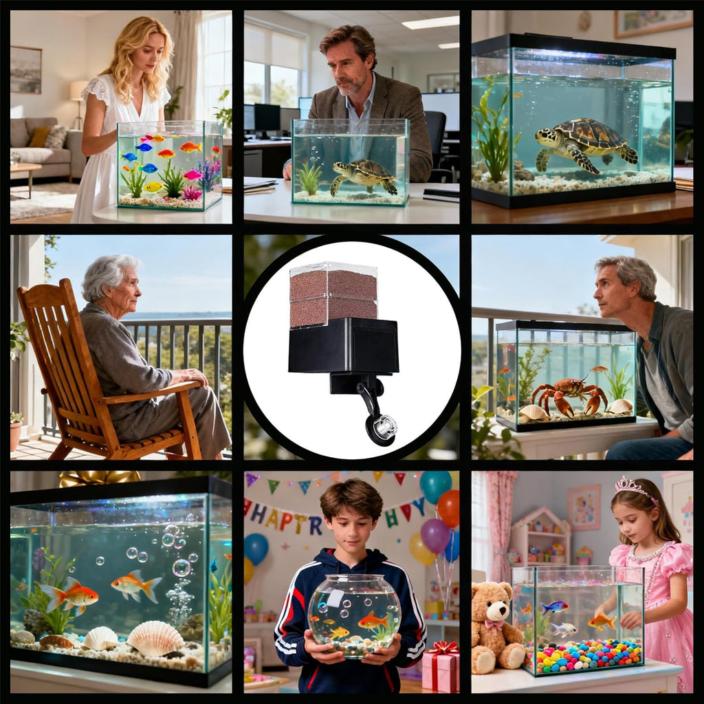 Smart Fish Feeder, Adjustable Auto Dispenser, Compact Aquarium Timer Feature, ABS Waterproof Model Detail, Pet Feeding Accessory for Tank Pond Setup, for Home Turtle Betta Shrimp Feeding Note