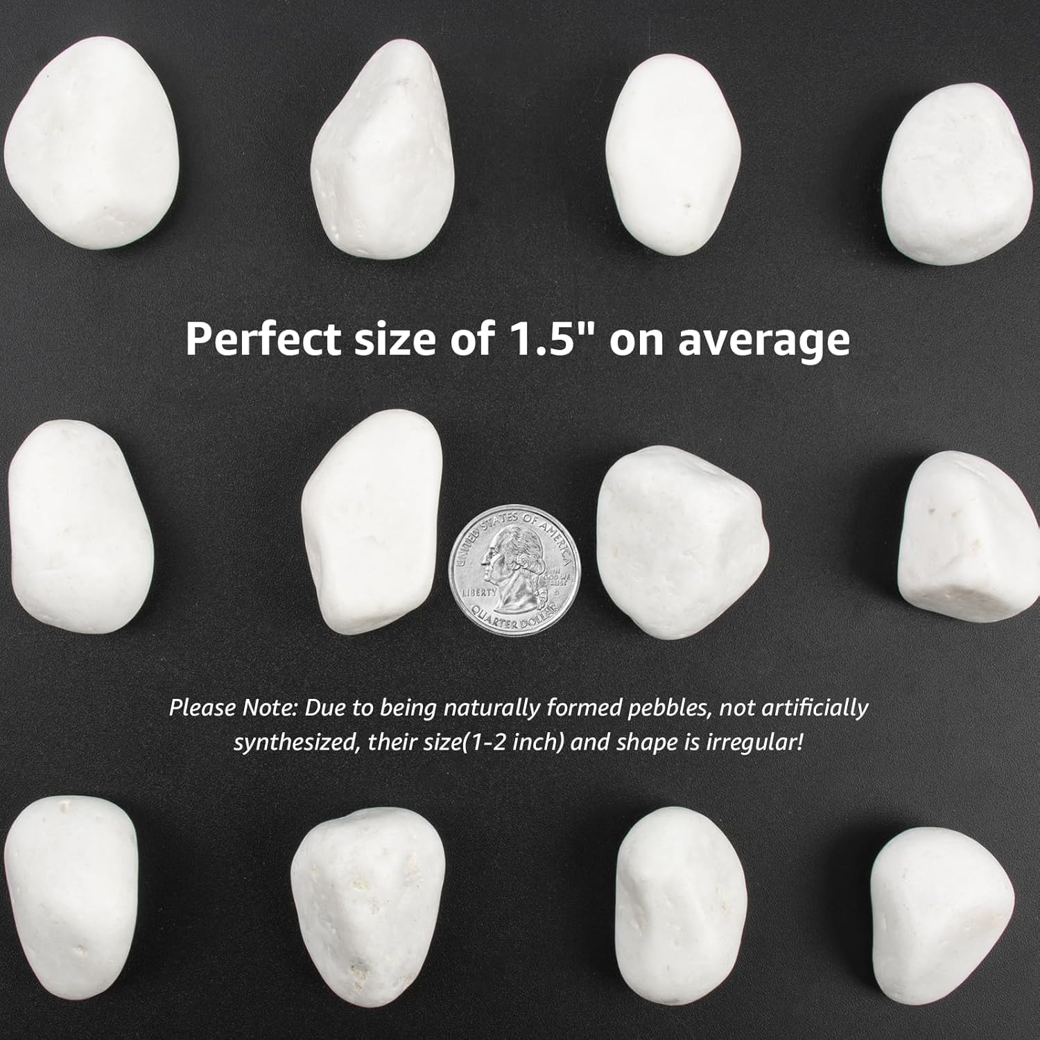 40lbs White Natural River Rocks, Polished Pebbles for Plants Garden, 1-2 inch Decorative White Stones, Ideal for Fish Tank, Vases, Crafting, Home Decor and Garden Landscaping Rocks,White