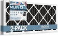 BNX TruFilter 14x30x1 MERV 12 Odor Defense (2-Pack) AC Furnace Air Filter with Activated Carbon - MADE IN USA - Pleated Air Conditioner HVAC AC Furnace Filters - Removes Odor, Mold, Bacteria, Smoke
