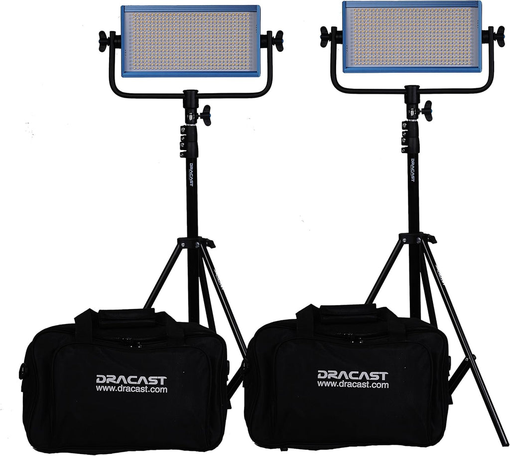 Dracast Pro Series LED500 Bi-Color LED 2 Light Kit with Gold Mount Battery Plates and Light Stands