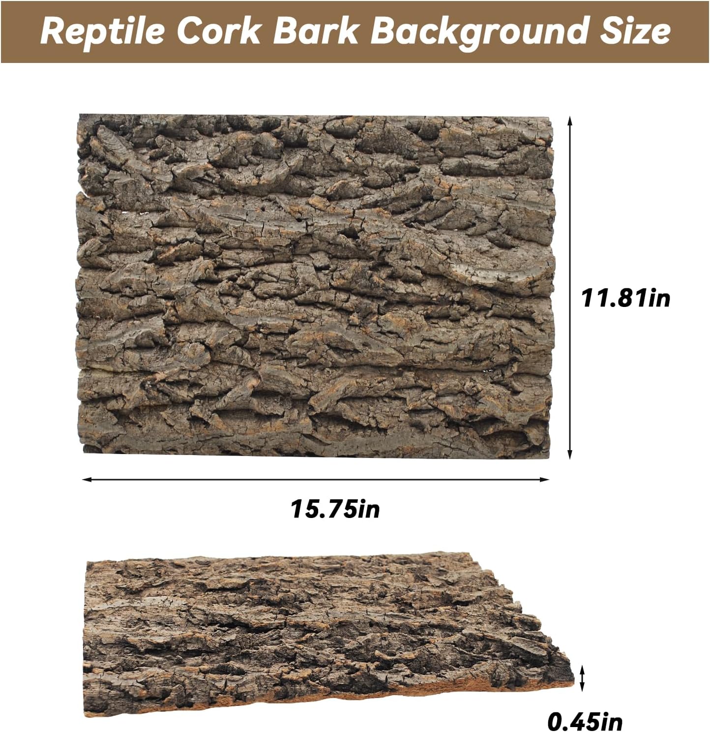 PINVNBY 2PCS Reptile Background for Terrarium,15.74 x 11.81in Natural Cork Bark Bearded Dragon Habitat Backdrop Climbing Wall Decor for Gecko Lizard Tortoise Frog Chameleon