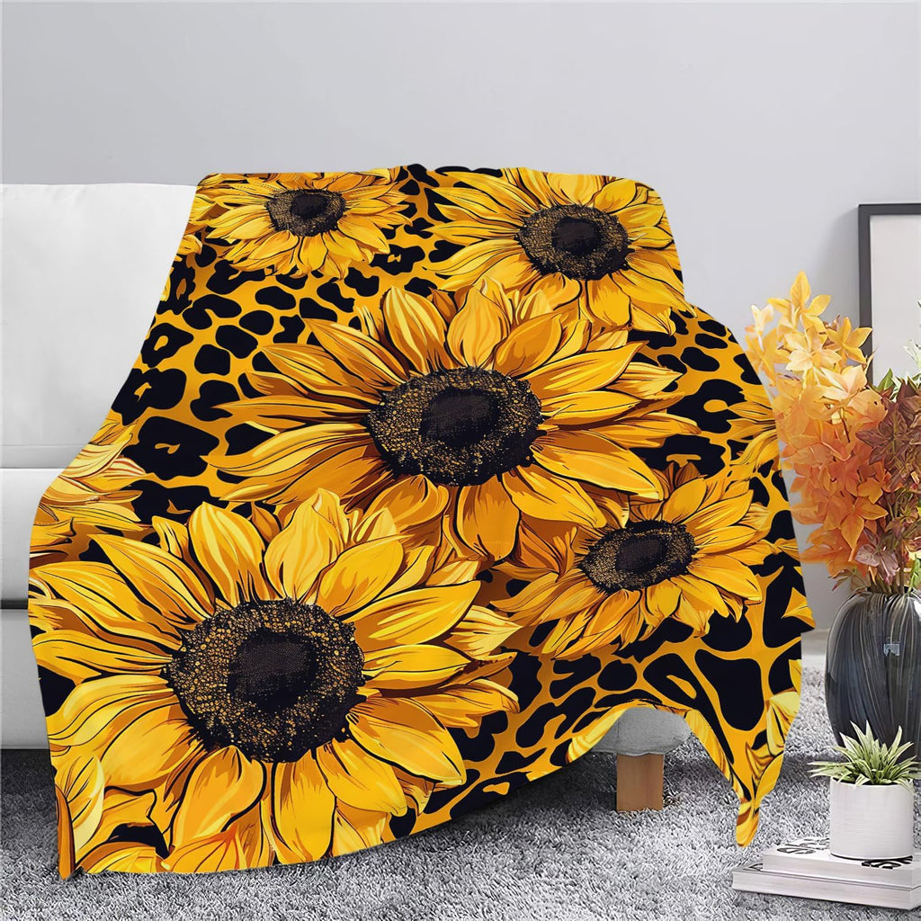 Sunflower Throw Blanket Sunflower Gifts for Kids Girls Boys Adults Women Men Soft Cozy Warm Plush Fluffy Fuzzy Fleece Blanket Birthday Festival Decor 40''X50''