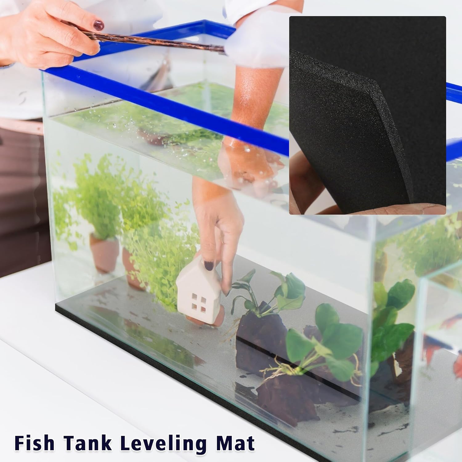 UNIFAMILY Aquarium Leveling Mat, 10 Gallon Fish Tank Mat for Shock Absorbing, 20.8 x 13 in Waterproof Compressible Neoprene Mat, Heavy Weight Support Fish Tank Cushions Nonslip Aquarium Bottom Pad