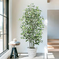 6 FT Artificial Ficus Tree 600 Leaves Faux Plants Indoor Tall with Black Pot Large Fake Tree for Home Office Living Room Decor