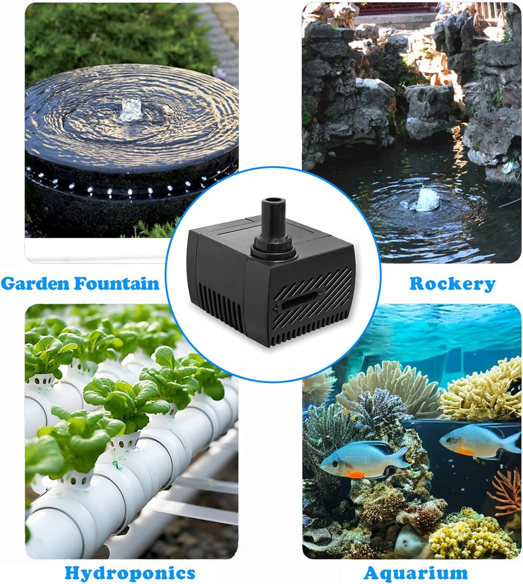 4W 40GPH Mini Submersible Water Pump, Small Fountain Pump for Ponds, Aquariums, Fish Tanks, Tabletop Fountains, Pet Fountains, Indoor and Outdoor Water Features