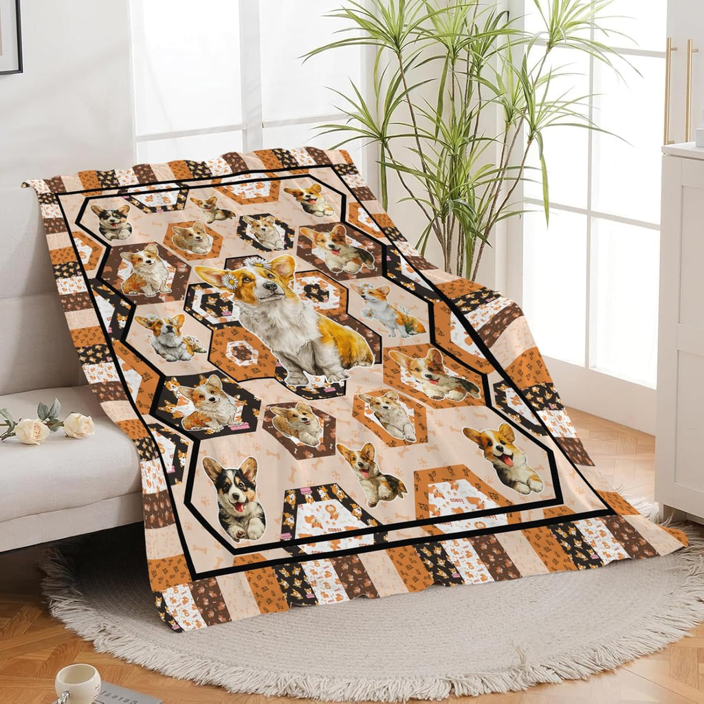 Corgi Throw Blanket Corgi Puppy Stuff Gifts for Dog Lover Kids Girls Boys Adults Women Men Soft Cozy Warm Plush Fluffy Fuzzy Fleece Blanket Decor 60''X80''