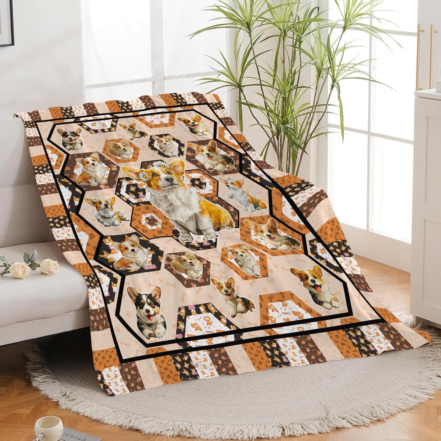 Corgi Throw Blanket Corgi Puppy Stuff Gifts for Dog Lover Kids Girls Boys Adults Women Men Soft Cozy Warm Plush Fluffy Fuzzy Fleece Blanket Decor 40''X50''
