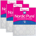 Nordic Pure 20x25x1 (Actual Size: 19 1/2 x 24 1/2 x 3/4) Tru Mini Pleat MERV 12 AC Furnace Air Filters – 2.5X More Media for Longer-Lasting, High-Efficiency Filtration - 3 Pack