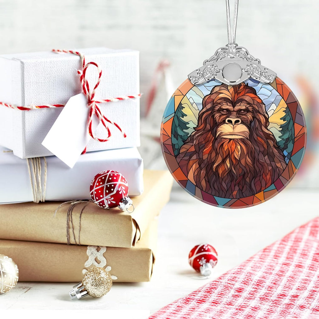Christmas Ornament, 2025 Ornaments for Christmas Tree, Stained Glass Hanging Ornament, Holiday Ornaments, Unique Gift Idea - Sasquatch