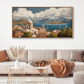 YDYSUNE Ocean Wall Art - Village Large Canvas Art Wall Decor for Living Room, Bedroom Pictures Retro Seaside PaintingS Decoration Sailboat Artwork Framed Size 24x48 Inches