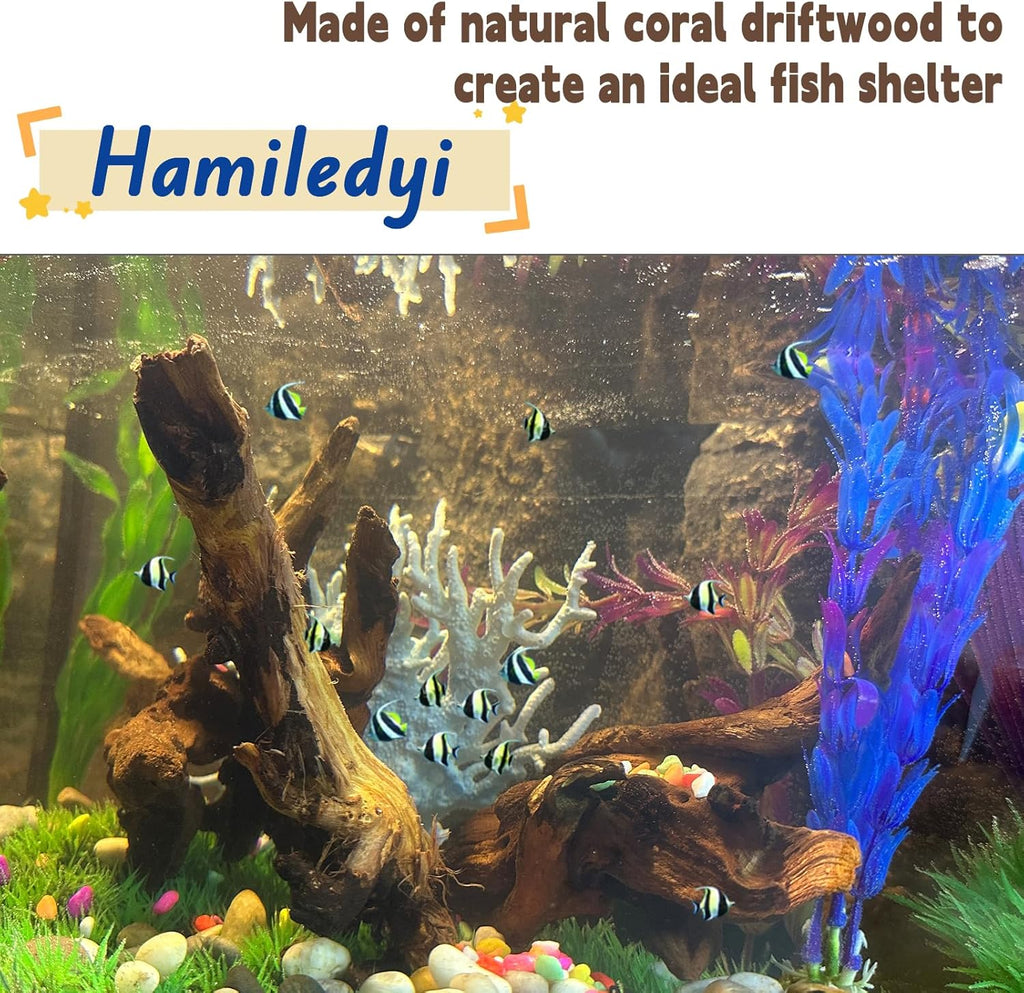 Hamiledyi 5PCS Aquarium Driftwood,3.5-7in Natural Coral Wood,Fish Tank Driftwood Assorted Branches Reptile Tank Decor Aquarium Decoration