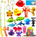 CozyBomB™ Magnetic Fishing Toys Game Set for Kids | Water Table Bathtub Kiddie Pool Party Pole Rod Net, Outdoor Plastic Floating Fish, Toddler Bath Color Ocean Sea Animals Birthday Gift Age 3-5 6 4-8