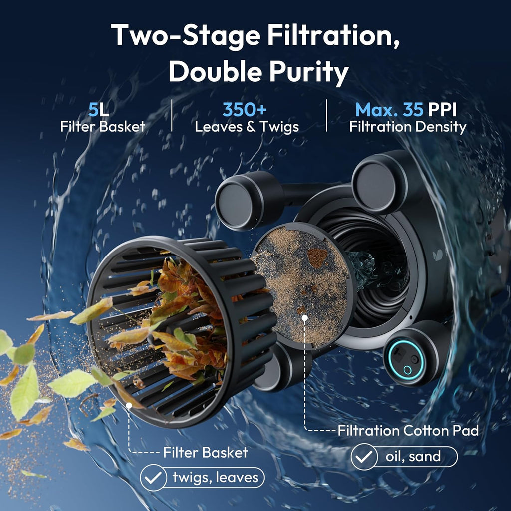 F10 Robotic Surface Skimmer, Pool Cleaner with Powerful Suction, Dual Motor, 5L Filter, Dual Cleaning Modes, Smart App Control, One-Tap Docking, LED, AI Navigation, for Pools up to 538 Sq.Ft.