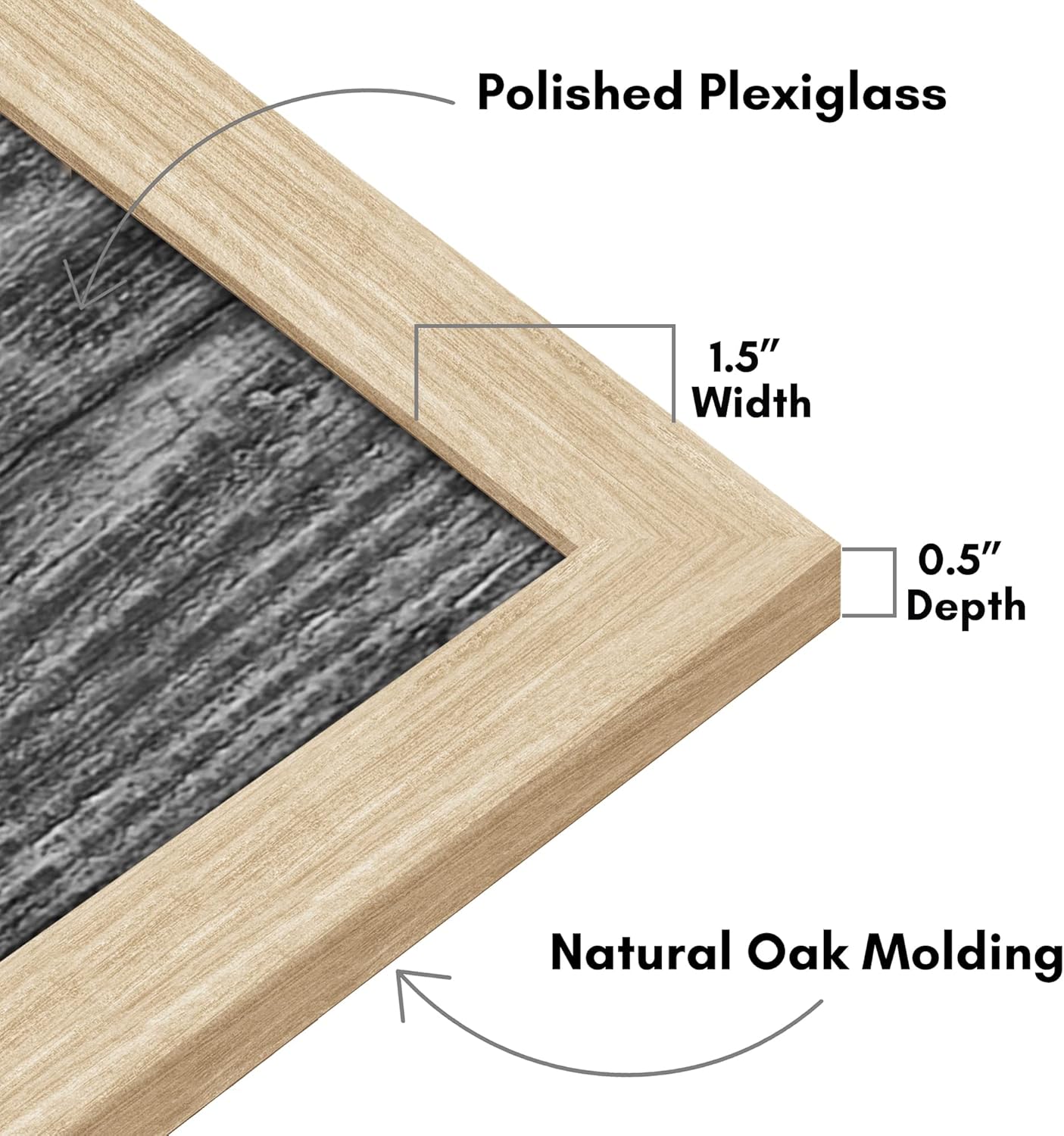 Americanflat 16x20 Picture Frame with Polished Plexiglass - Wide Picture Frames Made of Engineered Wood for Vertical or Horizontal Wall Display - Epic Collection - Natural Oak
