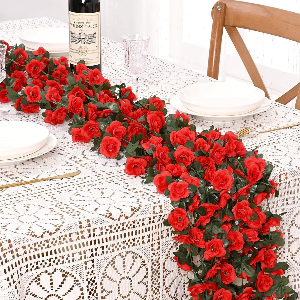 BLEUM CADE 2Pcs 16.4Ft Flower Garland Artificial Rose Vines for Bedroom, Cute Fake Hanging Flower Vines Floral Garland Decorations for Wedding Party Wall Room Decor Aesthetic