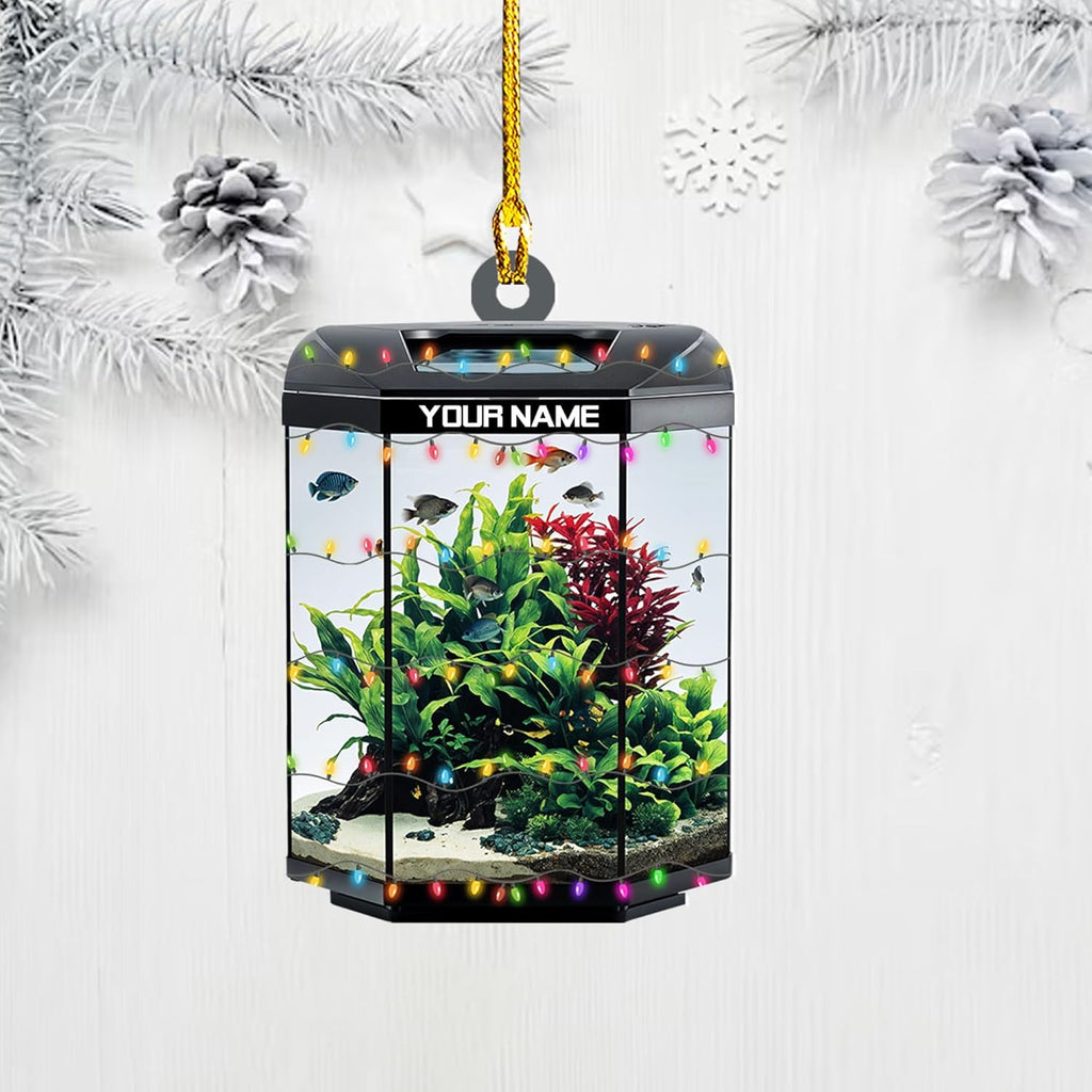 Personalized Aquarium Christmas Ornament, Fish Christmas Ornament, Gift for Fish Lover, Custom Aquarium Christmas Tree Keepsake, Kids First Gift Ideas, Pet Kids Ornament (AFT2)