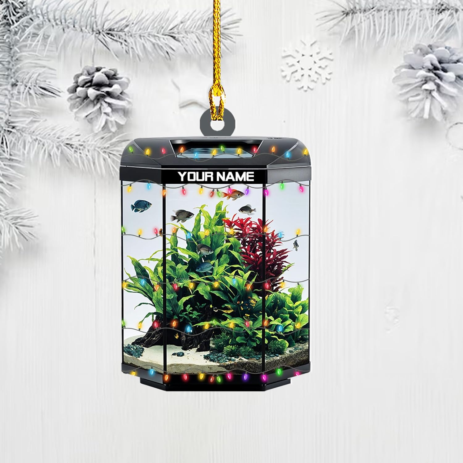 Personalized Aquarium Christmas Ornament, Fish Christmas Ornament, Gift for Fish Lover, Custom Aquarium Christmas Tree Keepsake, Kids First Gift Ideas, Pet Kids Ornament (AFT2)